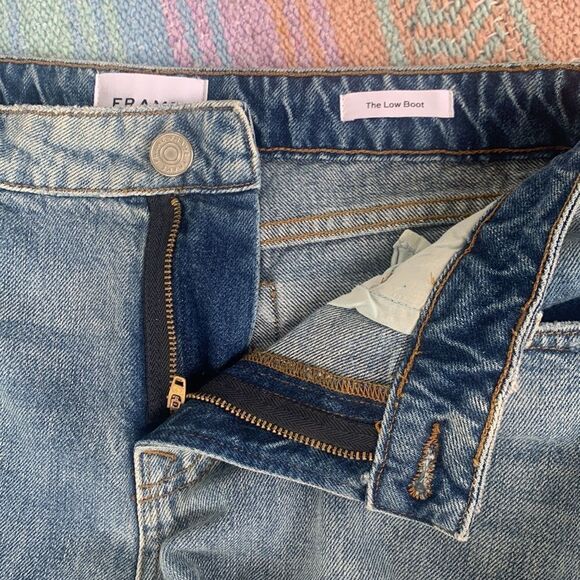 90s Y2k NWOT Frame Denim The Low Boot Distressed Jeans Sz 26 Lowrise Light Blue - Picture 10 of 10